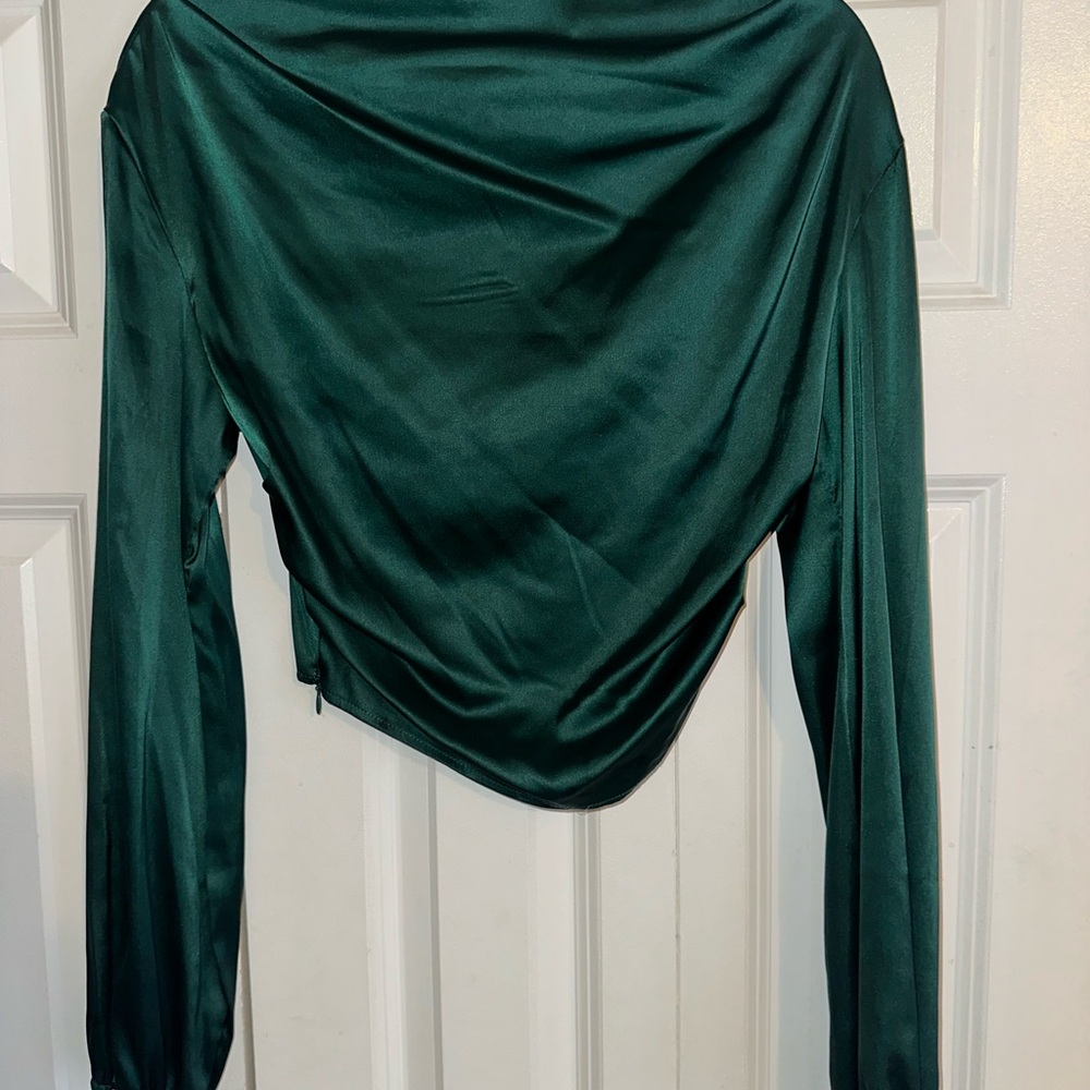 Bloomingdale's Deep Green Satin Blouse